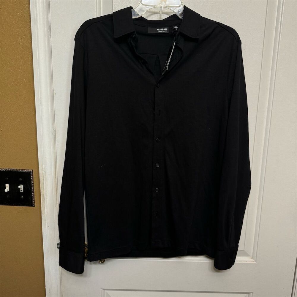 Murano Men's Black Long Sleeve Dress Shirt Size S Button-Up